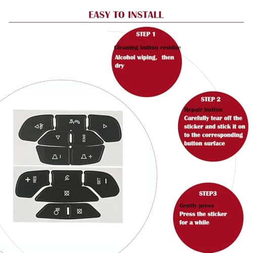 Image of Steering Wheel Dash Button Repair Stickers Decals Compatible with Chevrolet Silverado GM GMC Yukon Acadia Sierra Tahoe Suburban 2006-2014 Interior Car Accessories