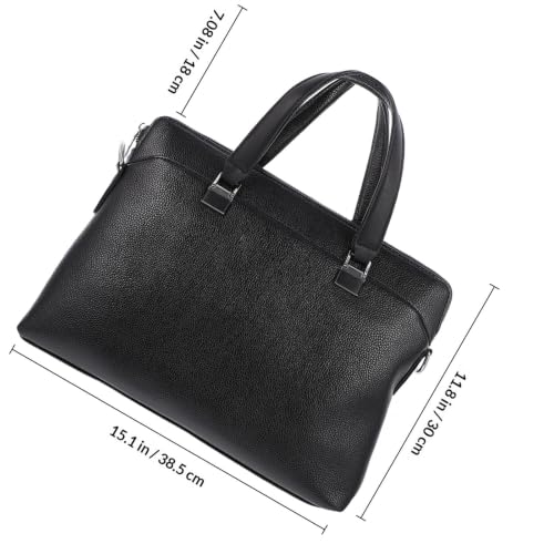 Porte-documents en cuir PU noir rigide et finitions affaires soignées - 2