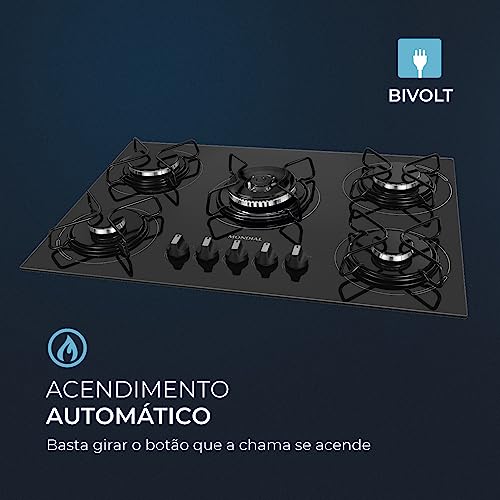 Cooktop a Gás, 5 Bocas, Mondial, Preto/Inox, Bivolt - CTG-03 - Imagem 6
