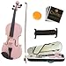 Mendini 1/4 MV-Pink Solid Wood Violin with Hard Case, Shoulder Rest, Bow, Rosin and Extra Strings