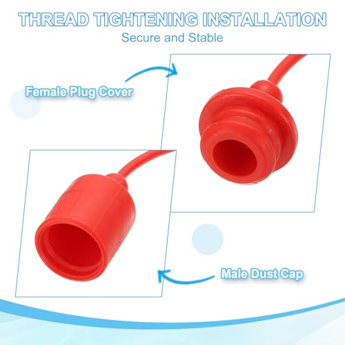 Image of PATIKIL 3 /4 inch ISO-A Hydraulic Coupler Male Dust Cap and Female Plug Cover, Set of 1 Rubber Quick Disconnects Port Plug Cover Fittings Red Cap with Retention Ring