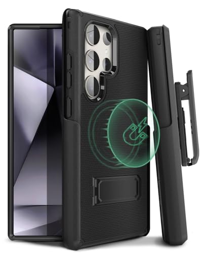 MOTIVE Designed for Samsung Galaxy s24 Ultra Case with Belt Clip, Compatible with MagSafe, Dual-Layer 10FT Military Grade Drop Protection, Shockproof s24 Holster Case 6.8” | Black