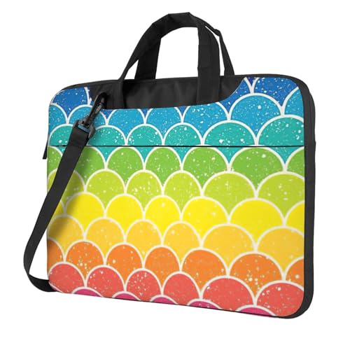 Sac pour ordinateur portable avec bandoulière et motif écailles de poisson au design original