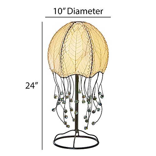 Eangee Home Design Jellyfish Table Lamp Natural Shade Made Of Real Cocoa Leaves 10 Inches Length X 10 Inches Width X 24 Inches Height (399 T N) #TOP1