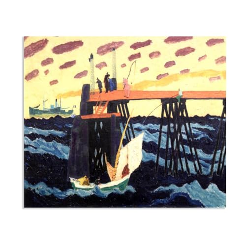 Toile Feininger reproduction de peinture de la jetée pour décoration salon 85x70cm