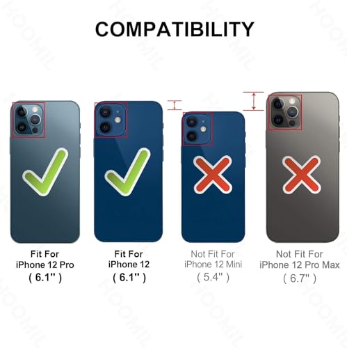 Image of HOOMIL Case for iPhone 12 and iPhone 12 Pro 6.1-Inch, Non-Yellowing, Drop Protection, Anti-Scratch Transparent Hard Back Phone Cover - Black