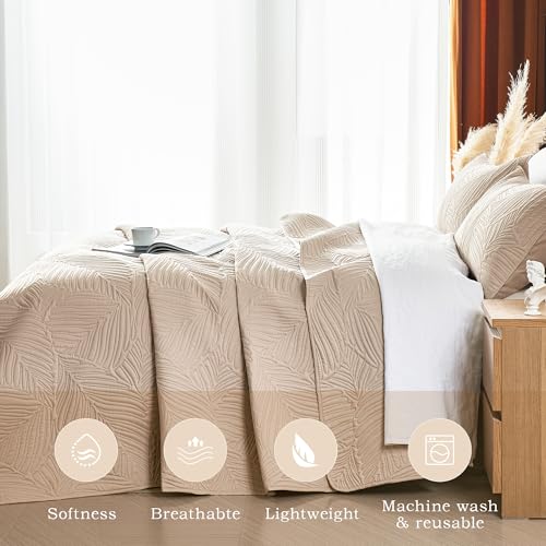 Colcha King beige para sudoración nocturna edredón suave de verano 4