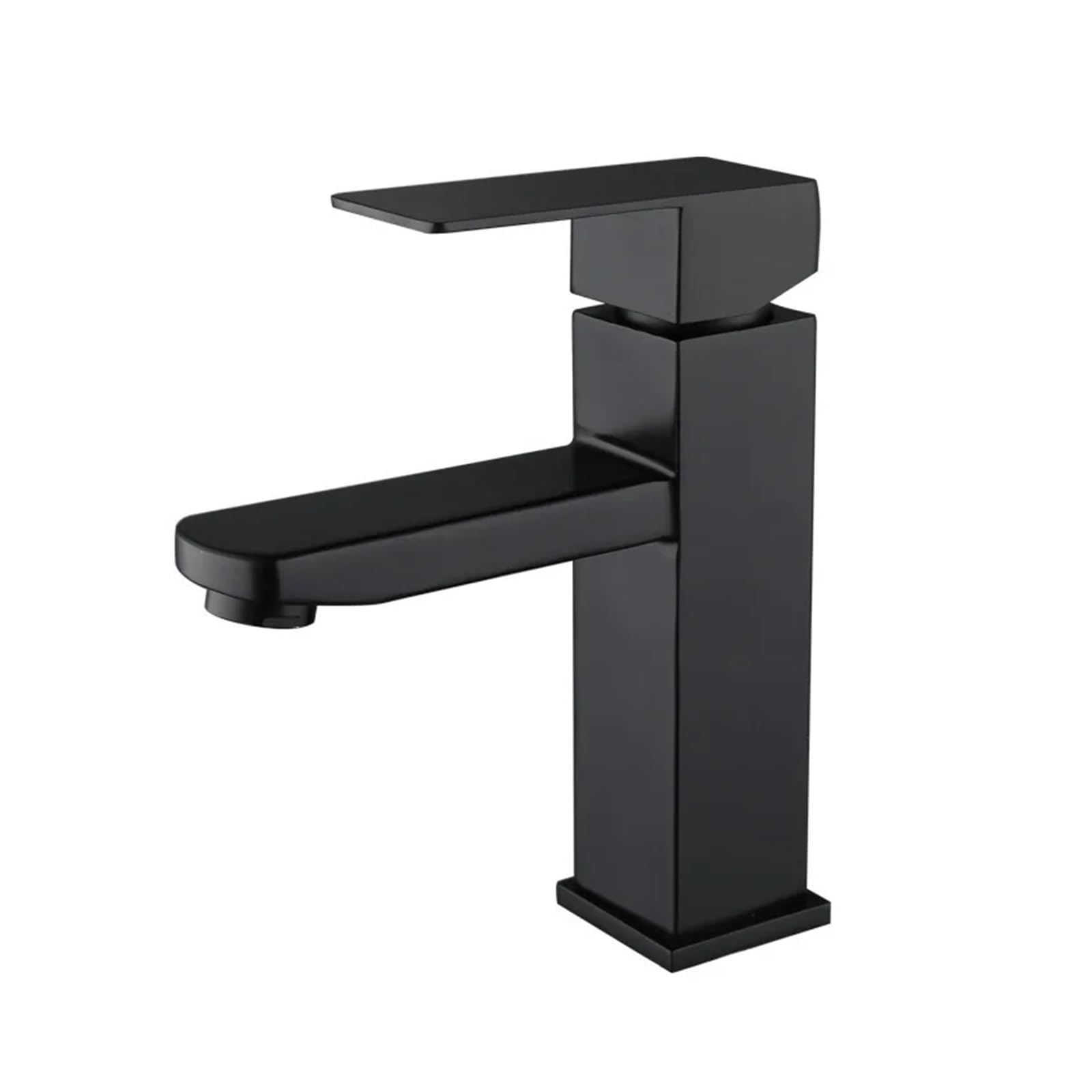 Zadccs One Color Kitchen Faucets, Black Plated Square Stainless Steel Bathroom Basin Faucet, Vanity Sink Mixer Hot & Cold Lavotory Tap