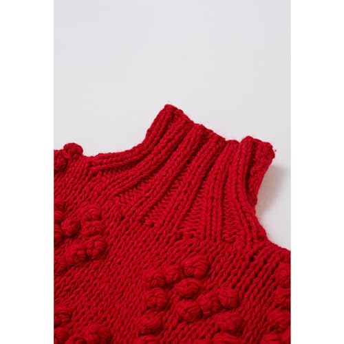 Image of CHICWISH Womens Turtleneck Sweater Heart Pom Pom Pullover Sweaters Long Sleeve Loose Chunky Knit Sweater Tops