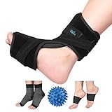 Plantar Fasciitis Night Splint for Plantar Fasciitis Pain Relief Sleep Support, Adjustable Dorsal Drop Foot Orthotic Brace for Women and Men Fits Right or Left Foot with Arch Support Socks (S/M)