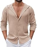 COOFANDY Men's UPF 50+ Sun Protection Hoodie Shirt Lightweight Quick Dry Fishing Hiking Beach Cover Up Khaki