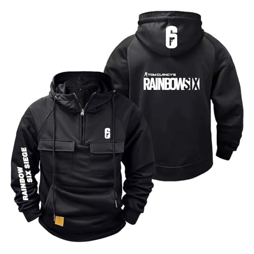 TZPTZNVF Sudadera con Capucha Estampada para Hombre R.a.in.bo.w S.IX S.ie.g.e Abrigos Holgados Lisos Media Cremallera Ropa-HeiSe||3X_l