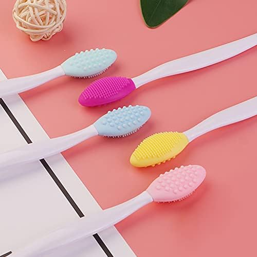 LEEQBCR 5 Pieces Silicone Exfoliating Lip Brush Double-sided Soft Face Scrubber Cleansing Brush for Lip Skin Smoothing Cleaning