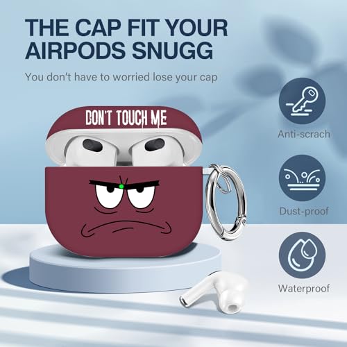 Image of for Airpods 3rd Generation Case,Don't Touch Me Cool Cover with Lanyard Big Eyes Cute Cartoon for Airpods 3rd Generation Case,Soft Shockproof Cover for Women Men-Claret