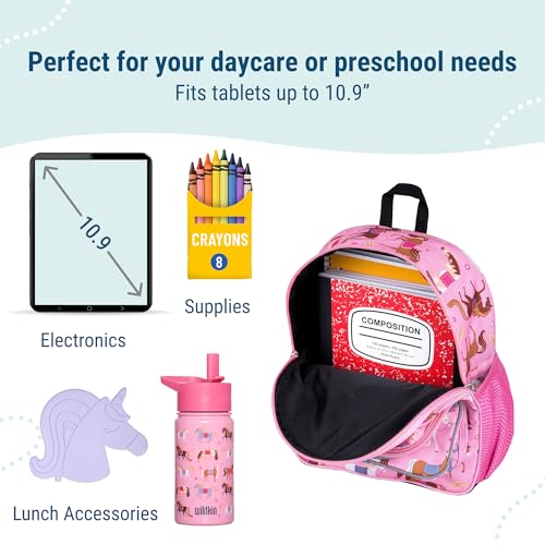 Image of Wildkin 12 Inch Toddler Backpack for Kids, Horses | Ages 3-7, insulated front pocket - coordinates with matching Wildkin nap mats and water bottles