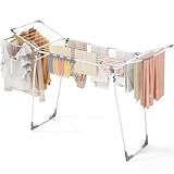 KINGBOARD Wäscheständer klappbar groß, Flügelwäscheständer ausziehbar 174x97x156 cm, Stabiler Wäschetrockner Ständer mit rutschfesten Füßen, Standtrockner faltbar für Innen und Außen, Weiß