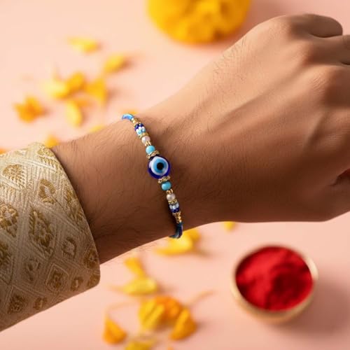 Image of ascension Evil Eye Couple Bracelet Rakhi Set For Bhaiya Bhabhi Raksha Bandhan Bracelet Set for Brother Bhaiya Bhabhi Rakhi with Roli Tilak & Pack Best Brother Fridge Magnet