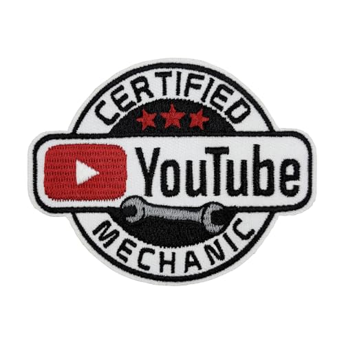 3.5" Certified YouTube Mechanic Embroidered Iron On Patch, Funny Meme