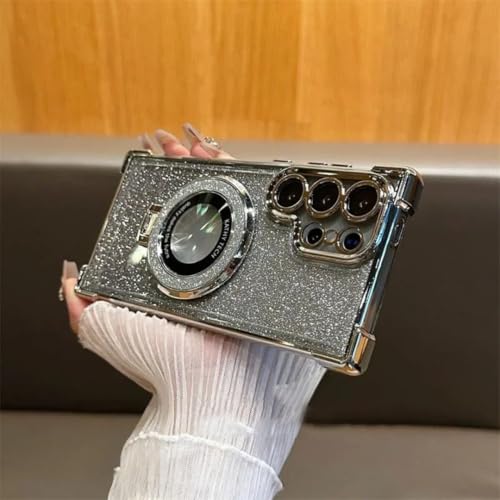 Coque pailletée Samsung S25 Ultra argent antichoc pour vos trajets et appels vidéo mains libres