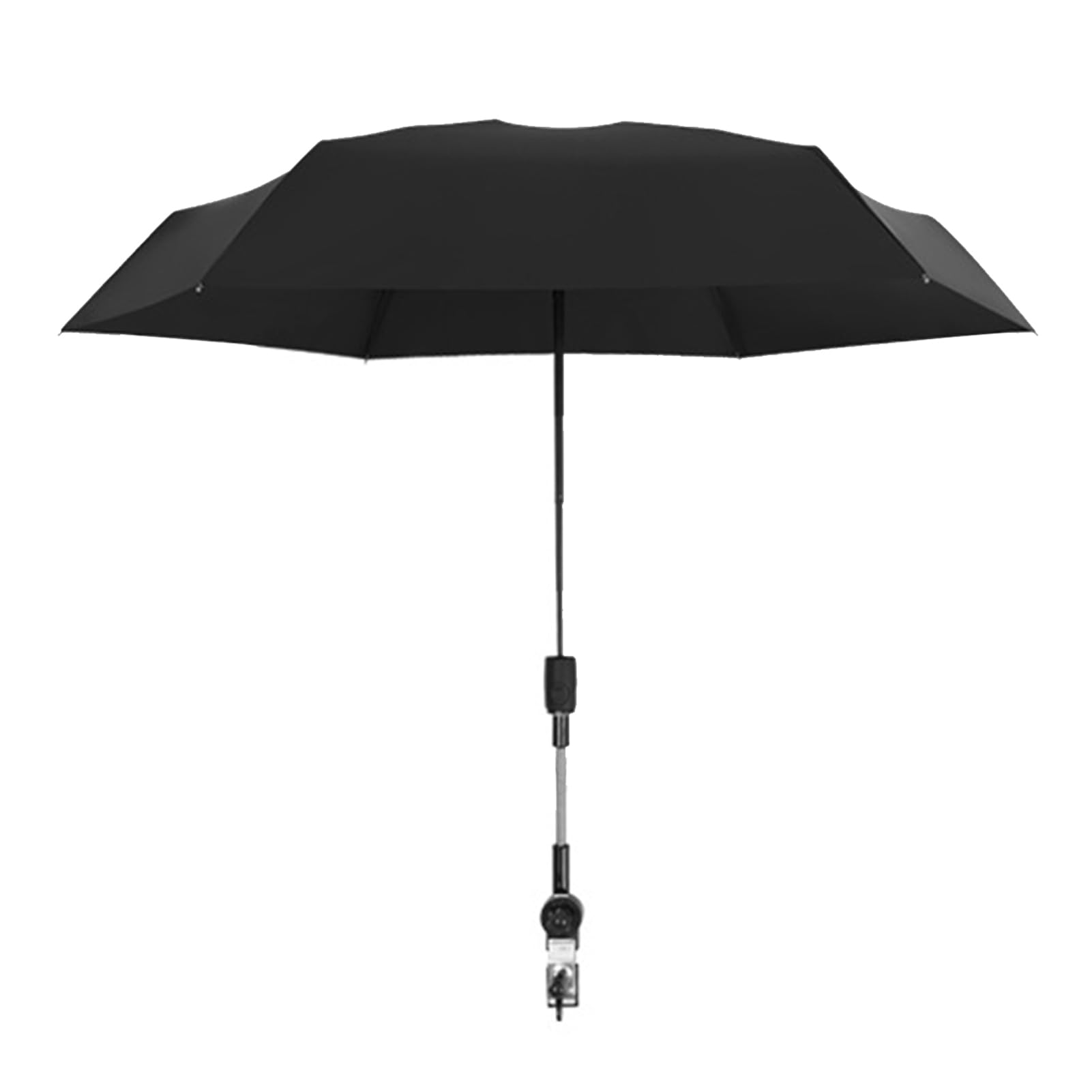Evikoo Black Stroller Umbrella - 360° Adjustable Stroller Sun Shade With Clamp, Uv Parasol, Clip Pram Parasol, Pram Sunproof Umbrella Clip Upf 50+ For Pushchair,Strollers (With Handle), Refer To