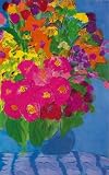 SGFGAD FHYWQ Walasse Ting Poster Abstrakte Wandmalerei《Blumenstrauß》von Walasse Ting Drucke Stillleben Leinwandgemälde für Wohnaccessoires 50x80cm Ungerahmt