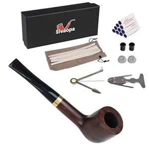 Tobacco Pipe – Handcrafted Ebony Straight Pipe for Smoking, Includes Tobacco Pipe Accessories for Beginners and Enthusiasts, Elegant Smoking Pipe Kit