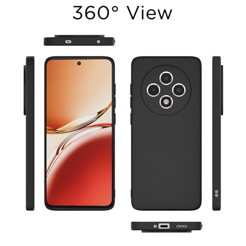 Image of Outlouders Back Cover for Oppo Reno 12F 5G | Camera Protection | Durable Soft Matte Silicone Bumper Case (Black)