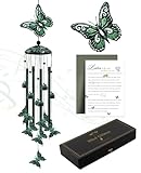 Wind Chimes for Outside, 33' Butterfly Wind Chimes Outdoor, Gifts for Women Mom Grandma Birthday, Gift for Garden Porch Patio Home Decor (Green)
