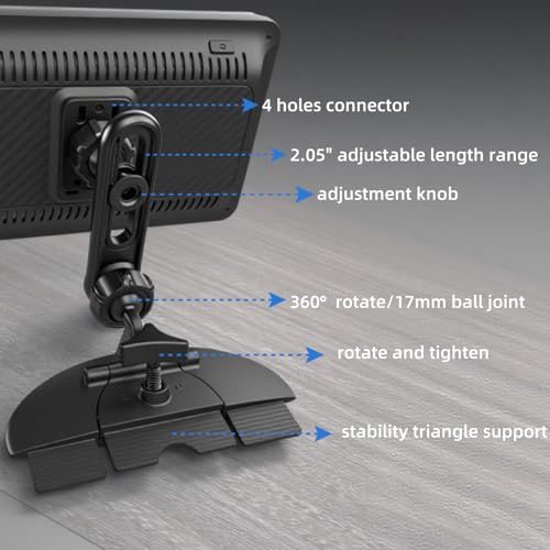 Epronic CD SchlitzHalterung für CarPlay Bildschirm Verstellbarer Arm und 360° Drehbarer 17mm Kopf Kompatibel mit Bildschirmen im Auto CD Slot Halterung für CarPlay