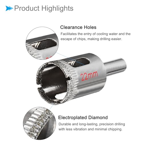 Brocas diamantadas, diámetro 22 mm, pack 3 piezas miniatura 4
