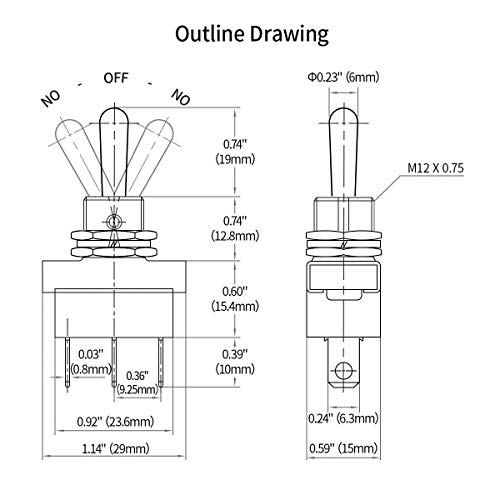 Baomain KN3(D)-103 Car Toggle Switch Spdt Latching (Maintained) On-Off-On 3 Pin 3 Position 12V/25A thumb #5