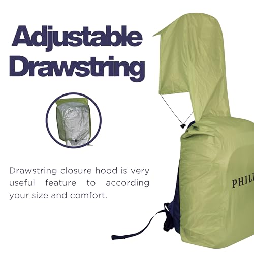 Image of Rain Cover for Backpack with Elastic Adjustable and Carrying Pouch Dustproof Waterproof Laptop Bag Protector Travel Accessories 35-45 Liter Hoodie Style (Olive Green)