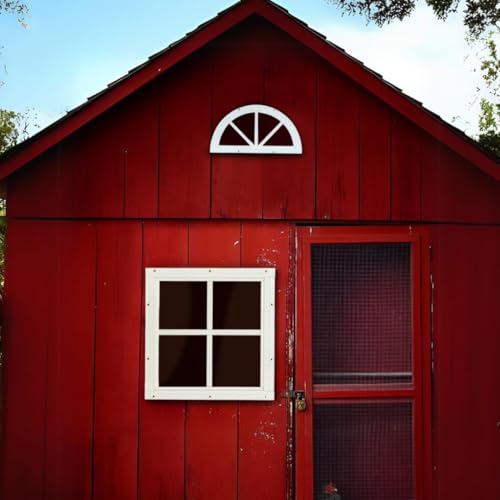 shed window 142534 half moon sunburst flush mount tempered glass white for sheds playhouses and chicken coops 1 pk sunb14w-bx1