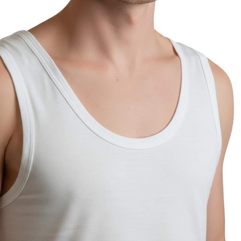 New Day intimo eccezionale Made in Italy-3 Singlet für den Ruderkampf, 100% Baumwolle, 3 Stück, Weiß XXX-Large – Ansicht 5