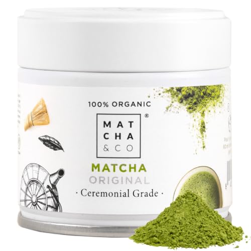 Matcha & CO Té Matcha Original Grado Ceremonial – 100% Ecológico y Natural – Polvo Orgánico de Japón – 30 g – Matcha & CO
