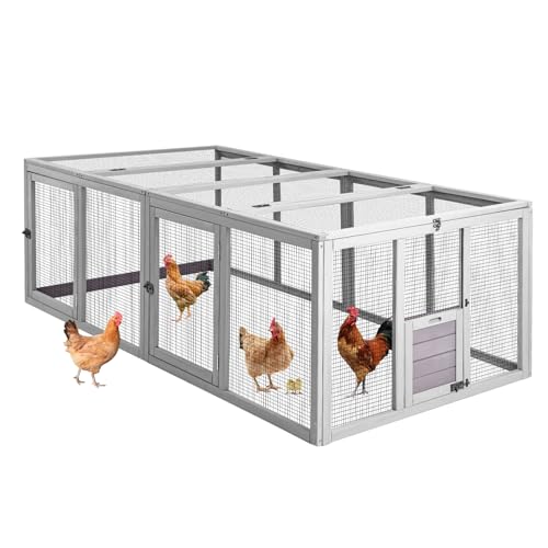GUTINNEEN Large Chicken Run Extension with 20.73 sq.ft Space, Sliding Chicken Door, 1/2" Galvanized Wire, Secure Locks & Easy-Access Doors, Cozy Coop Chicken Cage Poultry Cage Outdoor