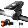 WOWGO LED Fahrradlicht Set,Fahrradbeleuchtung StVZO Zugelassen Wasserdicht USB Wiederaufladbare Fahrradlichter Fahrradlampe mit Frontlicht und Rücklicht