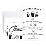 BEUNITONE 60pcs Tumbler Care Instructions - Black White Glass Cup 2x3.5