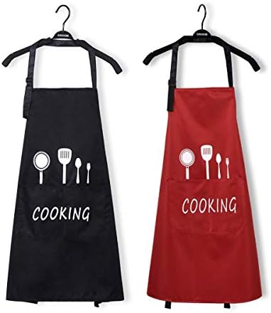 Adjustable Kitchen Aprons for Women and Men with Pockets, Personalized Cute Waterproof Chef Apron for BBQ Cooking