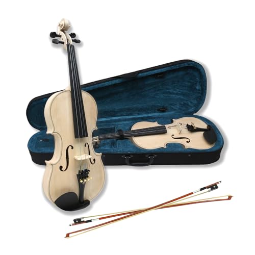 Violon acoustique 4/4 en épicéa blanc avec étui et archet pour débutant
