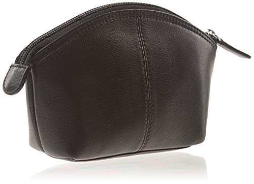 Image of ili New York Genuine Leather RFID Blocking Cosmetic Makeup Pouch - Black