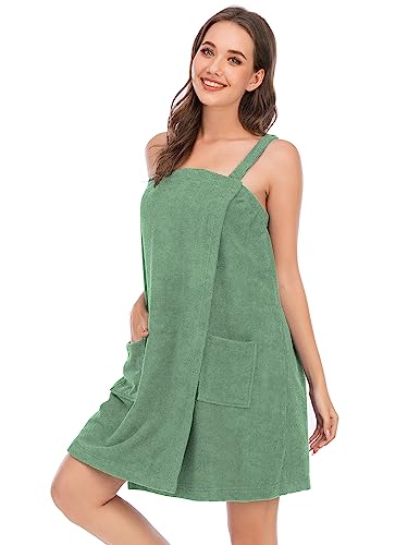 Image of Veseacky Women Bath Wrap Towel for Womens Shower with Pocket Adjustable Spa Robe & Facial Headband