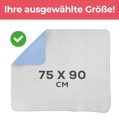 Utopia Bedding Bettunterlagen 75 x 90 cm (2er-Pack) Weiß/Blau – wasserdichte, Waschbare, Wiederverwendbare Matratzenschoner