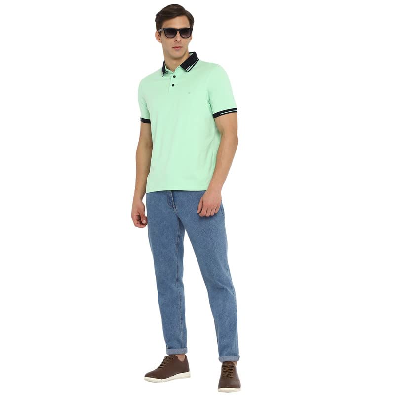 Image of Turtle Men Cotton Stretch White Plain Polo Neck Half Sleeve Casual T-Shirt