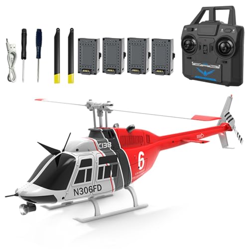 DrivesX C138 Rc Helicopter for Adults, RC ERA C138 1/30 Scale Bell 206 2.4G 6CH No Aileron...