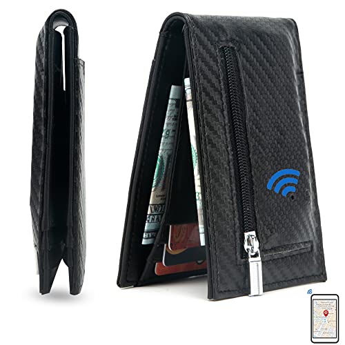 Bluetooth GPS Location Record Wallet Anti-Lost Tracker Bifold Slim Money Clip Men Wallets(Black-2)