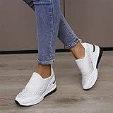Try Before You Buy Trainers for Women Wide Fit Wedge Walking Sneakers Casual Fashion Non Slip Athletic Shoes Lightweight Low Top Lace Up Slip on Orthopedic Shoes for Women White 7 - Image 4