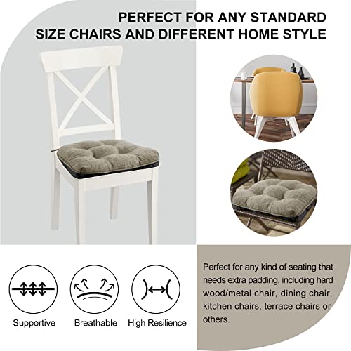 Wellsin Indoor Chair Cushions For Dining Chairs 4 Pack, 15.5" X 15.5" Kitchen Chair Cushions With Ties And Non-Slip Backing, Tufted Shredded Memory Foam Kitchen Chair Pads (Khaki) #TOP6