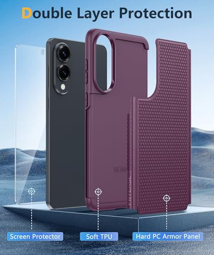 Image of FNTCASE for Samsung Galaxy S25-Edge Case: Lightweight Cell Phone Cover Military Grade Drop Protection with Non Slip Textured Back | Rugged Shockproof Protective Bumper Cases(Burgundy)