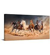 LevvArts - Large Size Running Horse Canvas Wall Art,Wild Animal Picture Print on Canvas,Framed Ga...